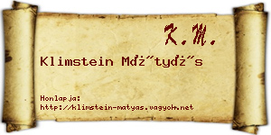 Klimstein Mátyás névjegykártya